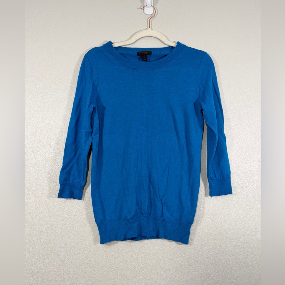 J. Crew Sweater Crew Top Pullover Vibrant Blue Knit Top 100% Merino Wool Women S